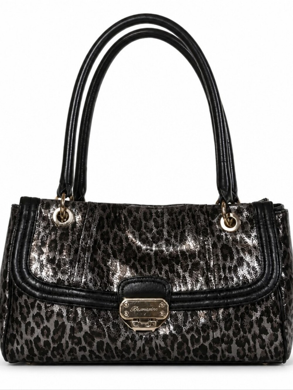 B. Makowsky Shimmering Black Leopard Shoulder Bag